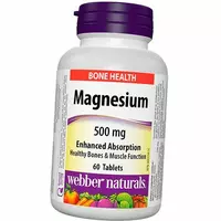 Магний с улучшенной формой поглощения, Magnesium 500 Enhanced Absorption, Webber Naturals  60таб (36485021)