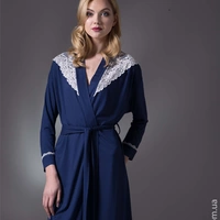 Елегантний халат жіночий cинього кольору із серії віскоза (ELLEN)