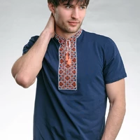 Мужская футболка с вышивкой с коротким рукавом «Казацкая (красная вышивка)»