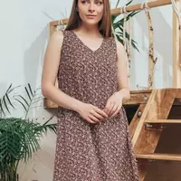 Женское летнее легкое платье Ирина Marca Moderna коричневое с принтом