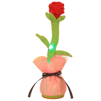 Говорящий танцующий Цветок Роза 35 см, поющий, повторюшка- USB Зарядка Красный