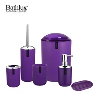 Набор качественных стильных аксессуаров для ванной комнаты Bathlux из 6 предметов, Фиолетовый