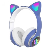 Беспроводные LED наушники с кошачьими ушками CAT STN-28. Цвет: синий