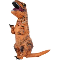 Дитячий надувний костюм Тиранозавра RESTEQ, T Rex косплей, костюм динозавра T-Rex. Дитнозавр надувний (коричневий)