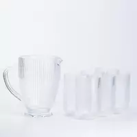 Набір глечик зі склянками 6 штук із товстого скла, прозорий