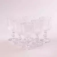 Набір чарок для міцних напоїв фігурних ребристих із товстого скла 6 штук, прозорий