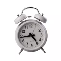 Настільний годинник з будильником Clock на батарейках, білий