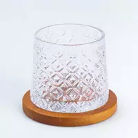 Склянка-дзига для віскі з бамбуковою підставкою, ромби