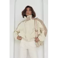 Короткая женская куртка из мягкого кашемира - кремовый цвет, S (есть размеры)