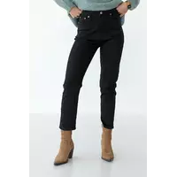 Женские базовые джинсы мом - черный цвет, 38р (есть размеры)