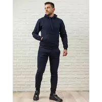 Теплый мужской спортивный костюм темно-синий, худи с капюшоном и мужские теплые спортивные штаны