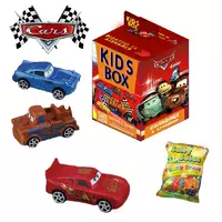 Тачки Cars Kids Box игрушки с жевательным мармеладом в коробочке сладости и игрушки Гвидо, Луиджи, Матер, Филмор